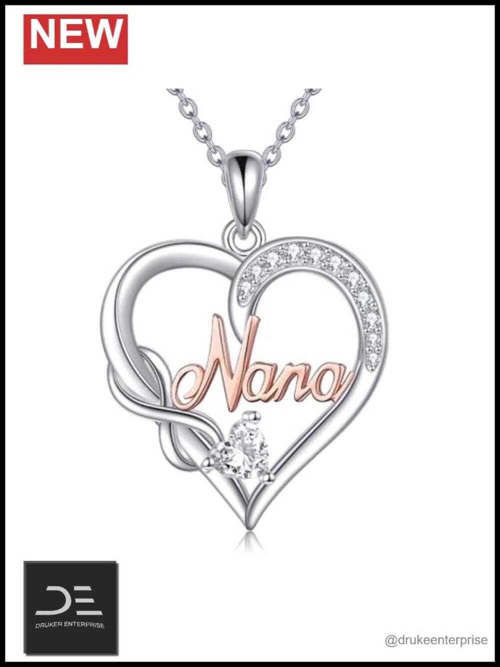 925 Sterling Silver Infinity Heart Pendant Necklace Gift for Mom Grandma